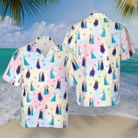 Discover Elsa & Anna Hawaiian Shirt, Frozen Characters Shirt, Disney Princess Beach Outfit