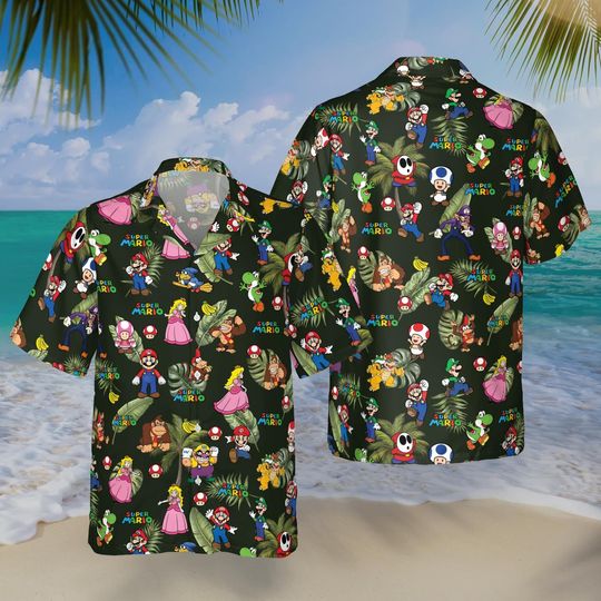 Discover Super Mario Hawaiian Shirt, Video Game Beach Aloha Tee