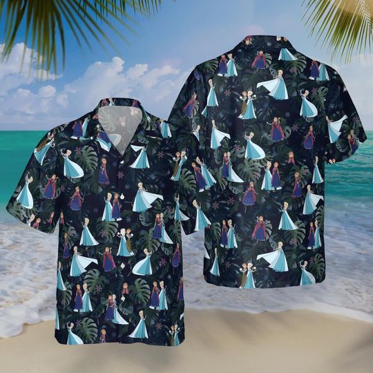 Discover Elsa & Anna Hawaiian Shirt, Frozen Characters Shirt, Disney Princess Beach Outfit