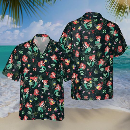 Discover Ariel Hawaiian Shirt, The Little Mermaid Tropical Shirt, Disney Princess Beach Outfit