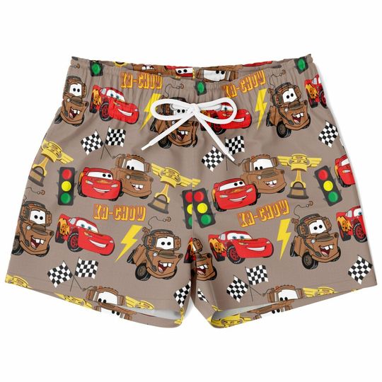 Cars Swim Trunks, Lightning McQueen Boys Beach Shorts, Disney Vacation Swimwear