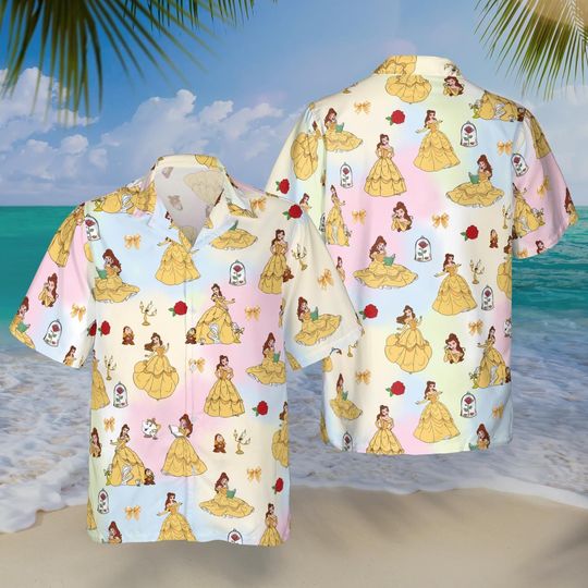 Discover Belle Hawaiian Shirt, Beauty and the Beast Trip Outfit, Summer Aloha