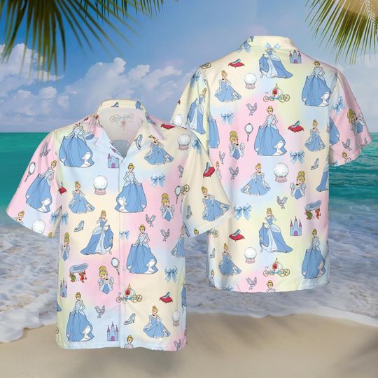 Discover Cinde Fairy Tale Hawaiian Shirt, Magical Princess Vacation Outfit, Fantasy Summer Beachwear
