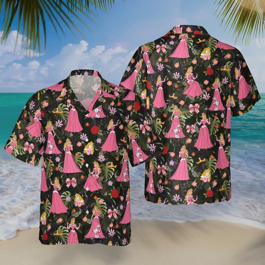 Discover Aurora Hawaiian Shirt, Disney Princess Tropical Vacation Button Up