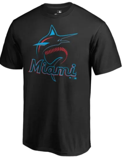 Men's Miami Marlins Black Team Logo T-Shirt