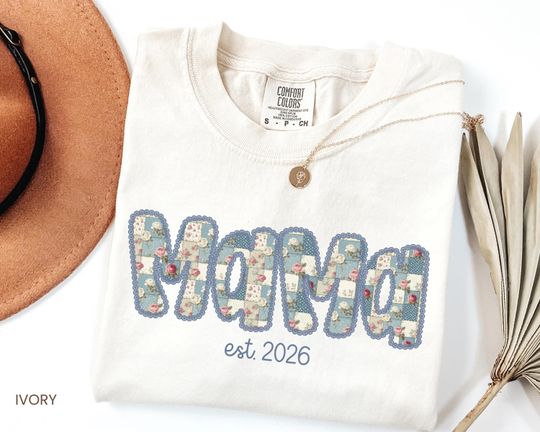 Discover Floral Mama Est 2026 Shirt, Personalized Mothers Day Gift For Mom, Pregnancy Announcement Tee