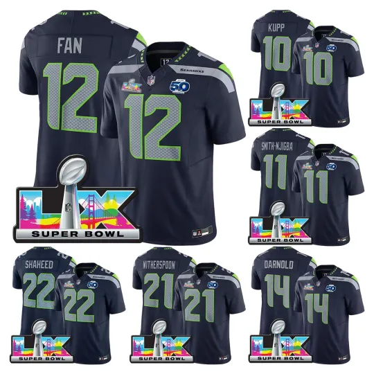 Discover Men's Seahawkss FAN College Navy Super Bowl LX Jersey