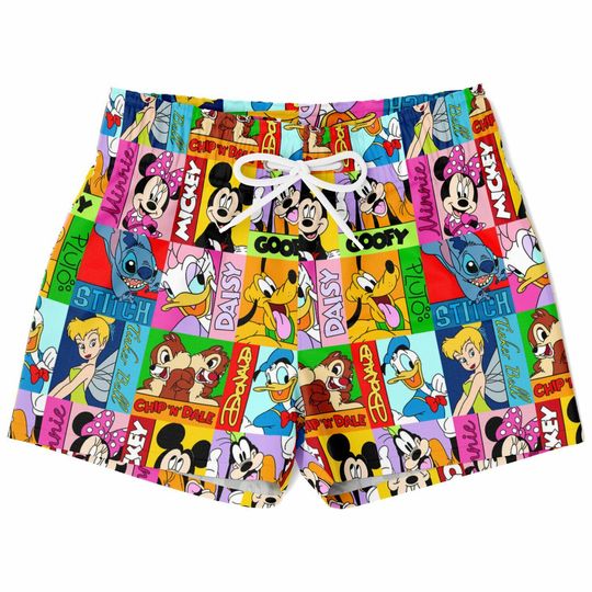 Discover Mickey and Friends Swim Trunks, Mickey Boys Beach Shorts, Disney Vacation Swimwear