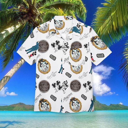 Discover Mickey Mouse Walt Disney Men's Hawaiian Shirt, Perfect for Beach Days, Tropical Vacation Shirt