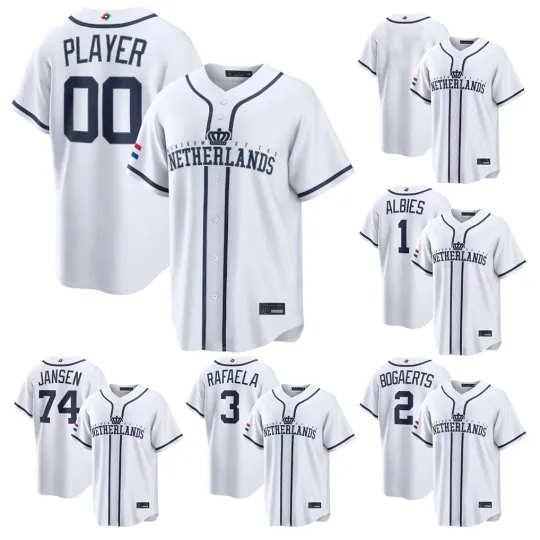 Discover Men's Netherlands White 2026 World Baseball Classic Printed Jersey