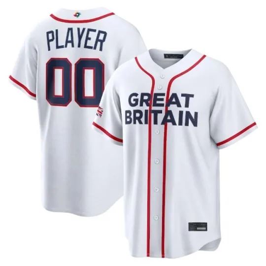 Discover Custom Great Britain White 2026 World Baseball Classic Baseball Printed Jersey