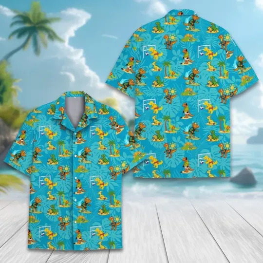 Discover Dinosaur Aloha Hawaiian Button Down Shirt