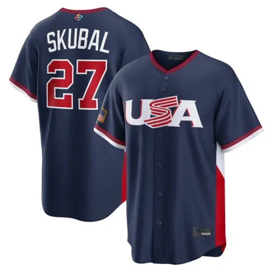 Discover Men's USA Tarik Skubal Navy 2026 World Baseball Classic Printed Jersey