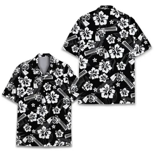 Discover Floral Gun Hawaiian Button Down Shirt