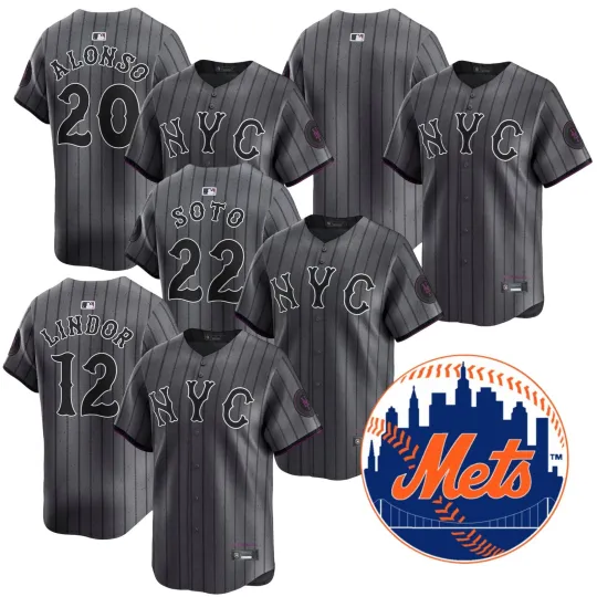 Discover Men's Mets Gray City Connect Limited Player Jersey Printed Jersey S-3XL