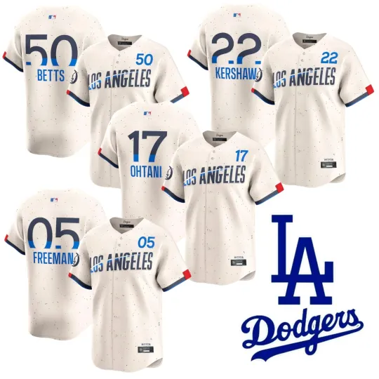 Discover Men's Dodgerss Cream 2024 City Connect Limited Player Printed Jersey #17 S-3XL