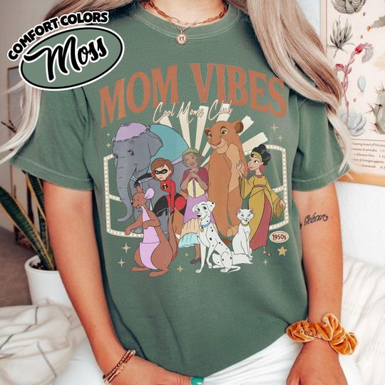 Discover Comfort Color Disney Mom Vibes Portrait T-shirt, Queen Sarabi Duchess Perdita Kanga Mrs. Jumbo Shirt, Mother's Day Tee