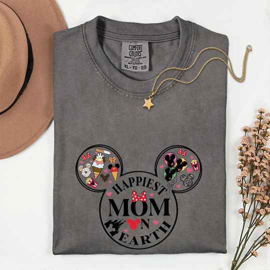 Discover Comfort Colors Happiest Mom On Earth Shirt, Disney Mom Shirt, Mothers Day Gift For Mom, Disney Travel, Grandma Shirt