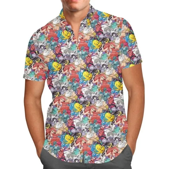 Discover Little Mermaid Hawaiian Button Down Shirt