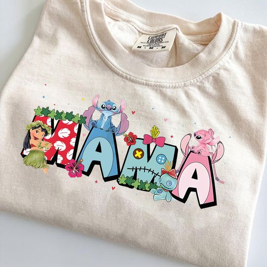 Discover Vintage Lilo and Stitch Mama T-Shirt, Disney Stitch Family Tee, Live Action Movie Tee, Mother's Day Shirt