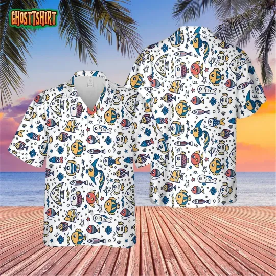 Discover Cute Fish Hawaiian Button Down Shirt