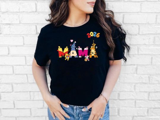 Discover Mama 2026 Shirt Winnie Friends Balloon Theme, Mother's Day Gift, Cute Cartoon Mom Tee