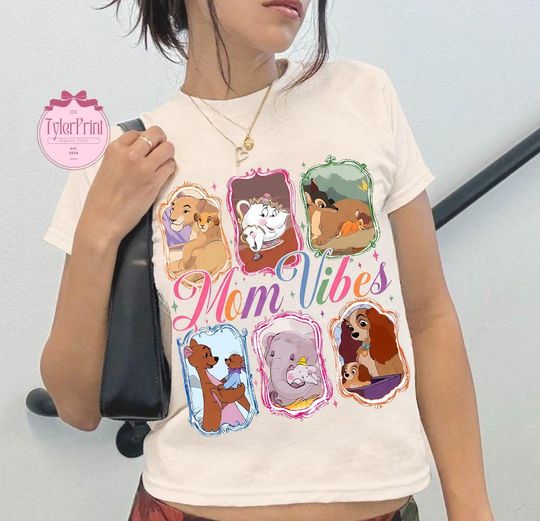Discover Retro Disney Mom Vibes Baby Tee Tshirt, Happiest Mom On Earth Shirt, Mother's Day Gift