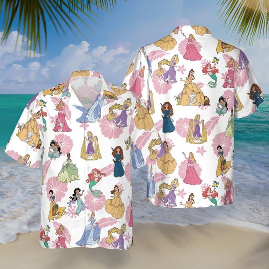 Discover Disney Princess Hawaiian Shirt, Floral Aloha Summer Vacation Outfit, Disneyland Girls Trip Tee