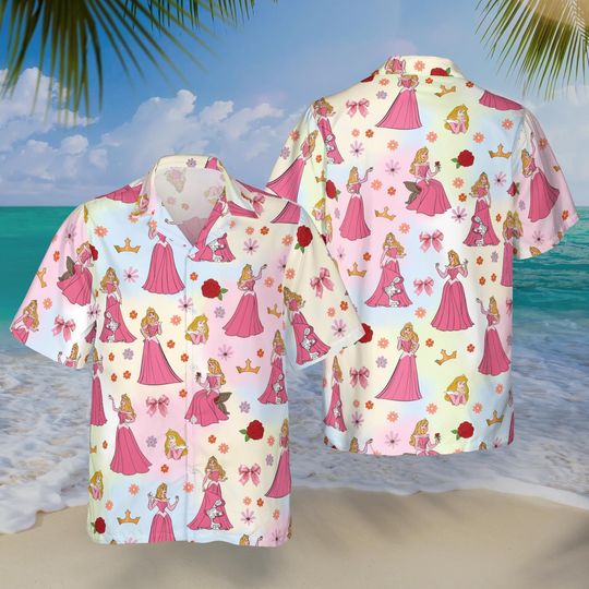 Discover Aurora Hawaiian Shirt, Disney Princess Tropical Vacation Button Up