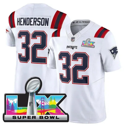 Discover Men's TreVeyon Henderson White Super B.owl LX Jersey