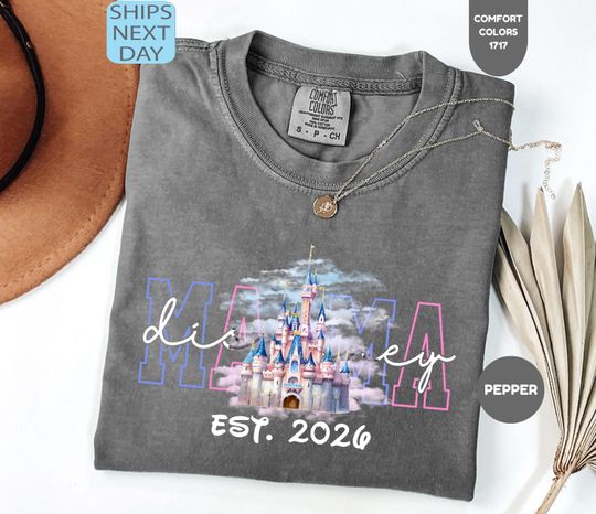 Discover Comfort Colors Custom Disney Mama Shirt, Castle Mom Est T-Shirt, New Mom Gift