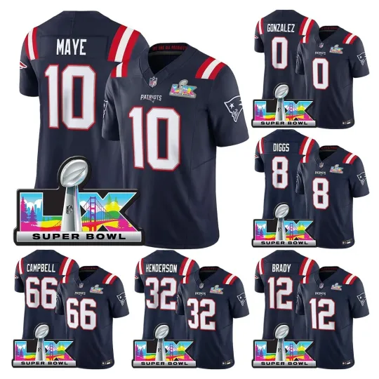 Discover Men's Patriotss Navy 2026 Super Bowl LX Jersey