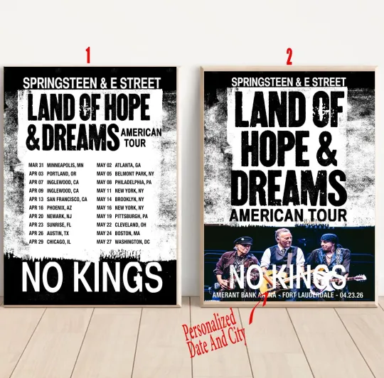 Discover Custom Bruce Springsteen & The E Street Band Tour 2026 Poster