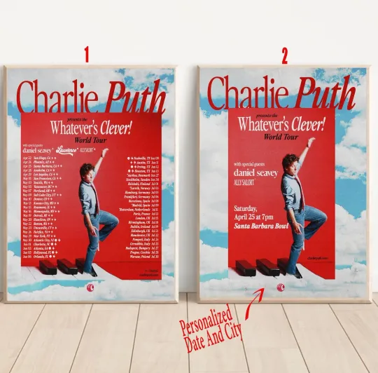 Discover Custom Charlie Puth Announces Whatever's Clever! 2026 World Tour Poster