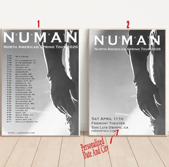 Discover Custom Gary Numan North American Spring Tour 2026 Poster