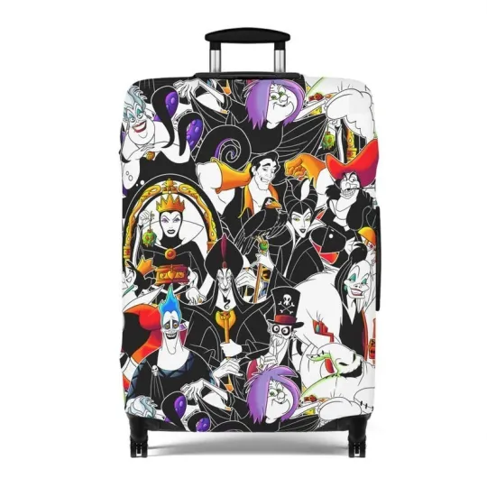Discover Disney Luggage Cover, Disney Villain Suitcase Protector, Travel Accessories, Gif