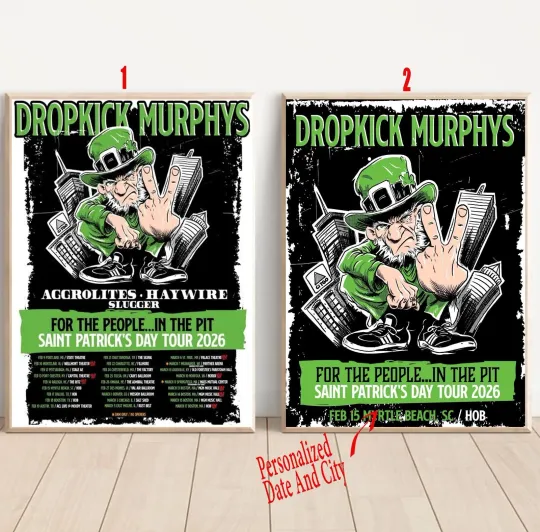 Discover Custom 2026 St. Patrick's Day Tour Dropkick Murphys Poster
