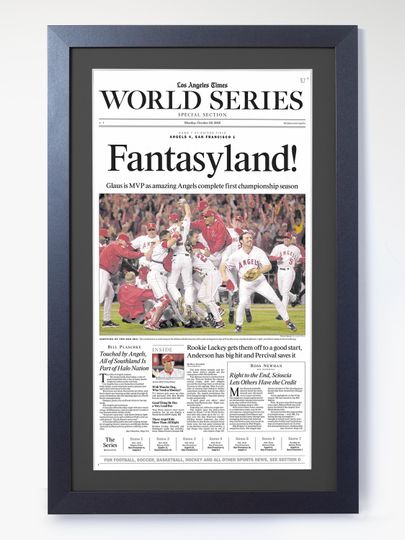 Discover 2002 Los Angeles Angels - "Fantasyland!" - World Series Champions Framed Newspaper