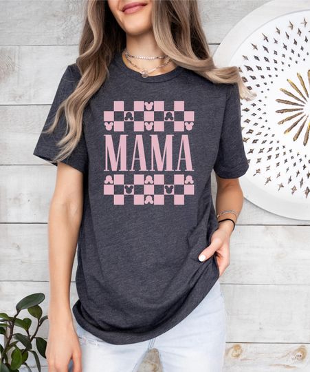 Discover Disney Checkered Mama Shirt, Vintage Disney Mama Shirt, Retro Checkered Mom Shirt, Checkered Mickey Shirt