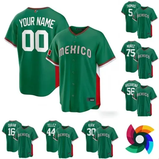 Discover Mens/Youth Mexico Baseball Green 2026 World Baseball Classic Road Stadium Jersey