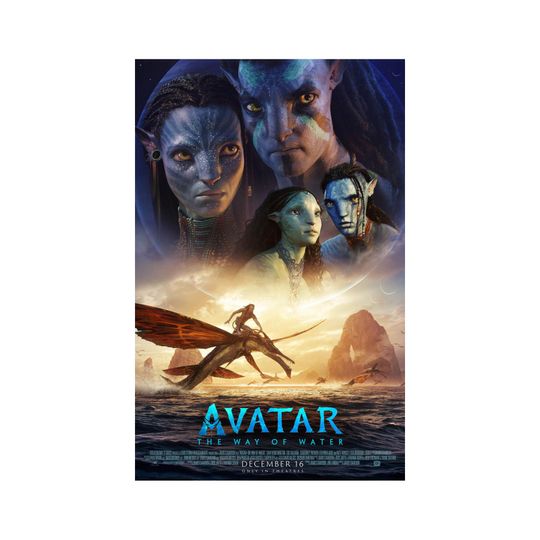 Discover Avatar: The Way of Water Movie Poster - Zoe Saldana and Sam Worthington Vertical Poster