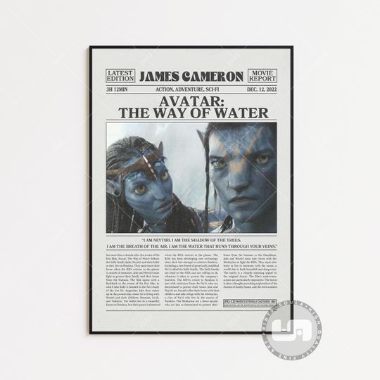 Discover Avatar The Way of Water Poster - Retro Black and White Movie Wall Art