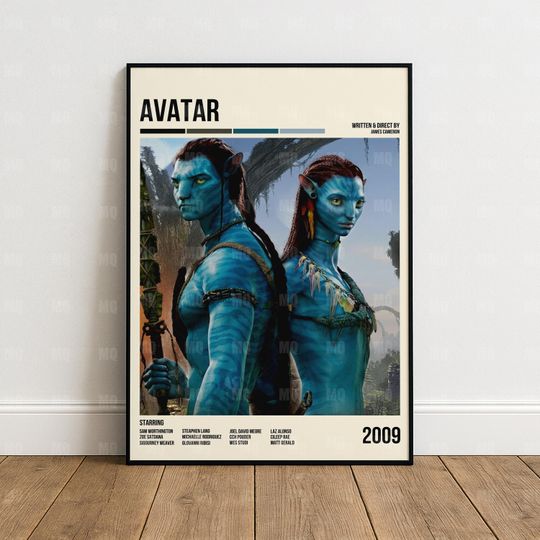 Discover Avatar James Cameron Vintage Movie Poster Mid Century Modern Vertical Poster