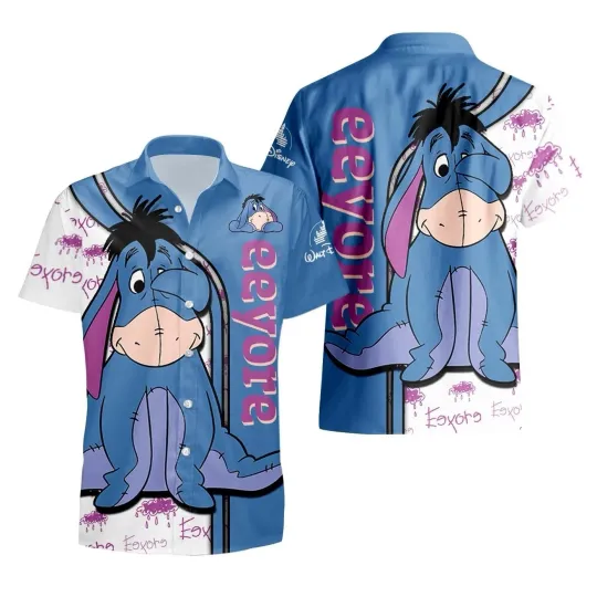 Discover Disney Eeyore Donkey Hawaiian Shirt, Disney Cruise Button Down Vacation Shirt