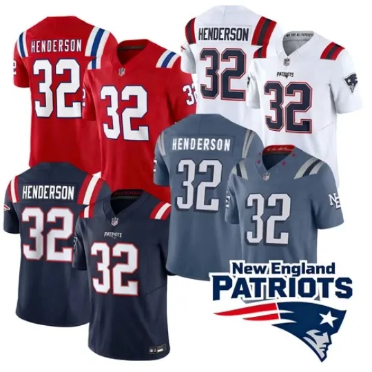 Discover NWT Men's Patriots #32 TreVeyon Henderson Limited Player All Stitched Jersey