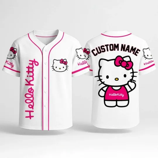 Discover Personalized Hello Kitty Baseball Jersey Custom Name Hello Kitty Baseball Shirt