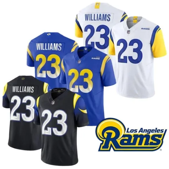 Discover 2025 NWT Men's Rams #23 Kyren Williams Limited Player All Stitched Jersey S-3XL