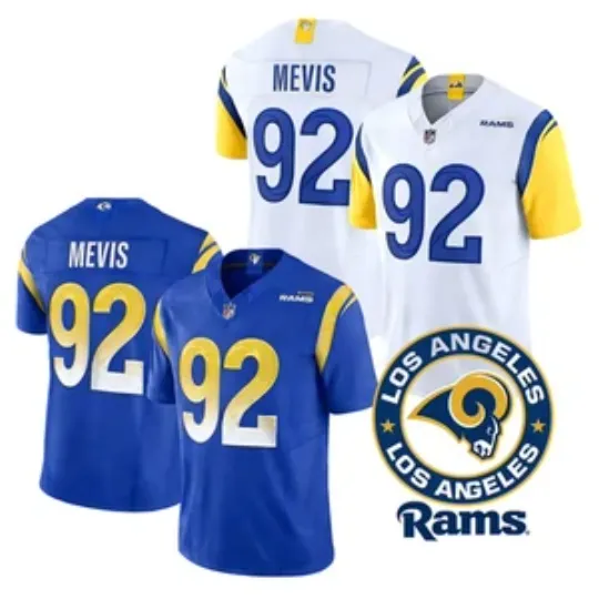 Discover Rams Men's #92 Harrison Mevis Limited Player All Stitched Jersey S-3XL