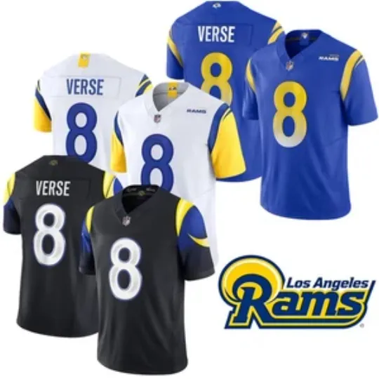 Discover Rams Men's #8 Jared Verse Limited Player All Stitched Jersey S-3XL Free Tax