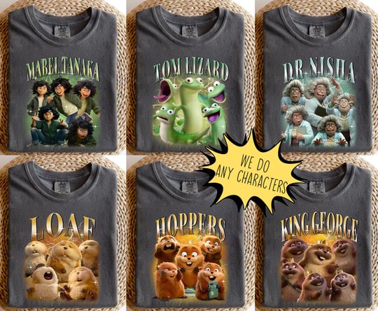 Discover Custom Disney Pixar Movie Hoppers Character Shirt, Disney Family Matching Shirt, Disneyworld Vacation, Mabel, Ellen Bear, Tom Lizard, Loaf